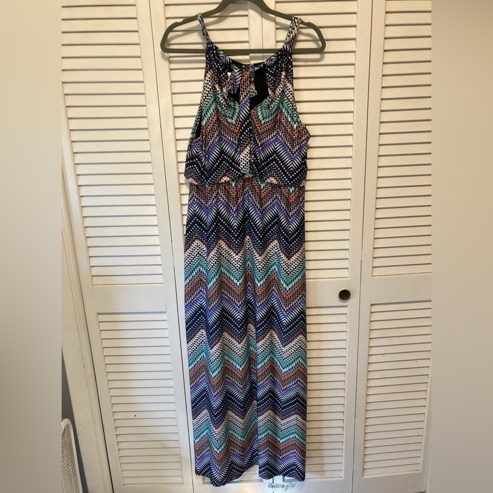 Emma & Michele Blue And Orange Sleeveless Maxi Dress Size Large - Picture 6 of 7